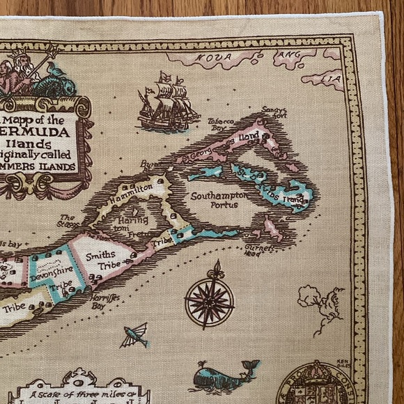 VTG Pure Irish Linen Bermuda Map - Picture 4 of 10